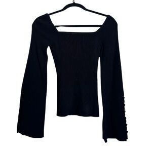 Louna ribbed black sweater wide sleeve size xs